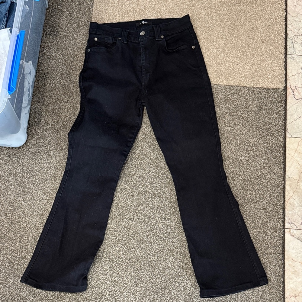 7 For All Mankind Black Straight Leg Jeans